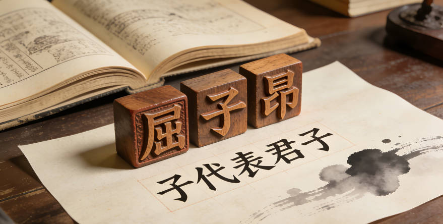 屈子昂，子代表君子，昂代表向上